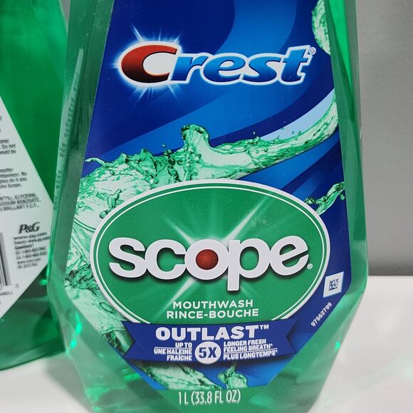 Crest Scope Outlast Mouthwash Rince, Fresh Mint, 1 Liter ( 33.8 fl oz ) 3 pack - Picture 4 of 4